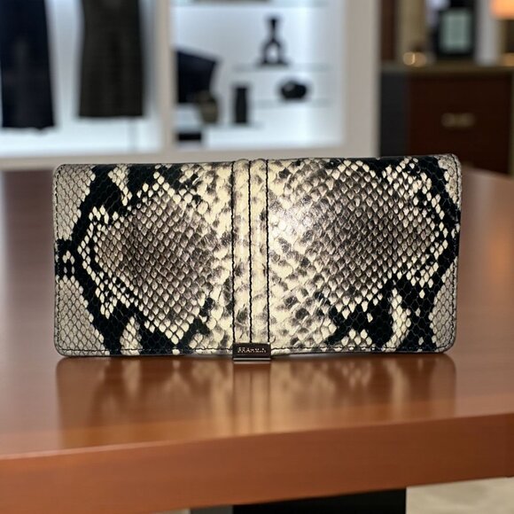 Brahmin Ady Wallet Caviar Felix Italian Leather Python Print Folding Card Holder - Picture 1 of 5